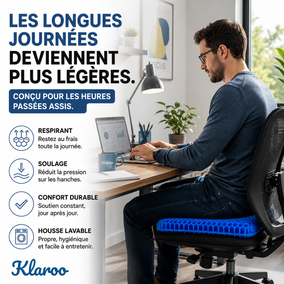 klaroo GelFlex — Coussin double couche anti-douleur