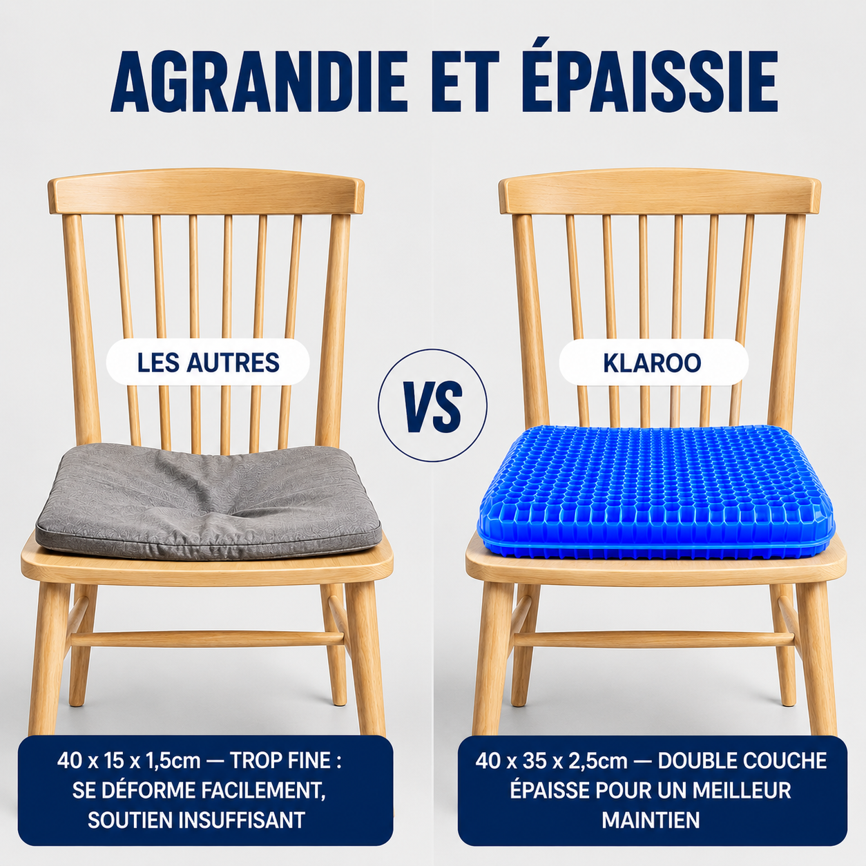 klaroo GelFlex — Retrouvez le plaisir de vous asseoir sans douleur.